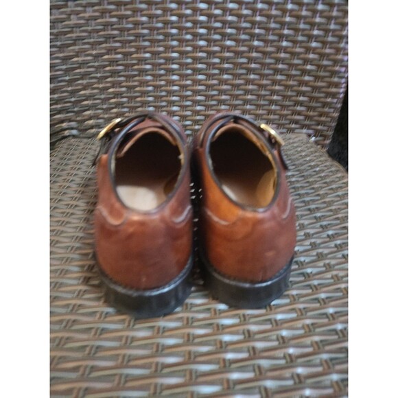 Allen Edmonds Cornell Monk Strap Dress Shoes Mens 9 EEE Cognac Brown Made In USA - Picture 5 of 11